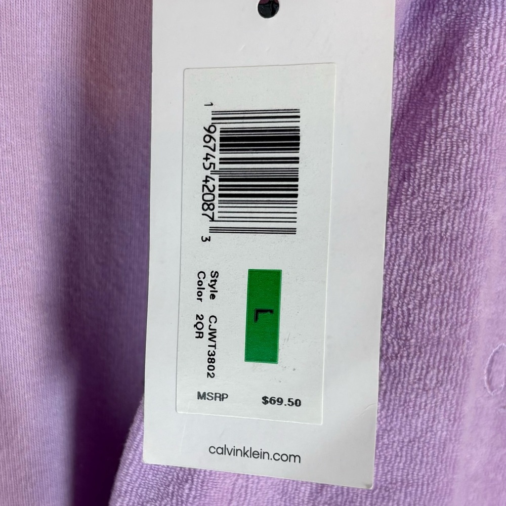 NWT Calvin Klein Jeans Women’s Purple French Terry Crop T-Shirt, Size Large - Picture 5 of 8